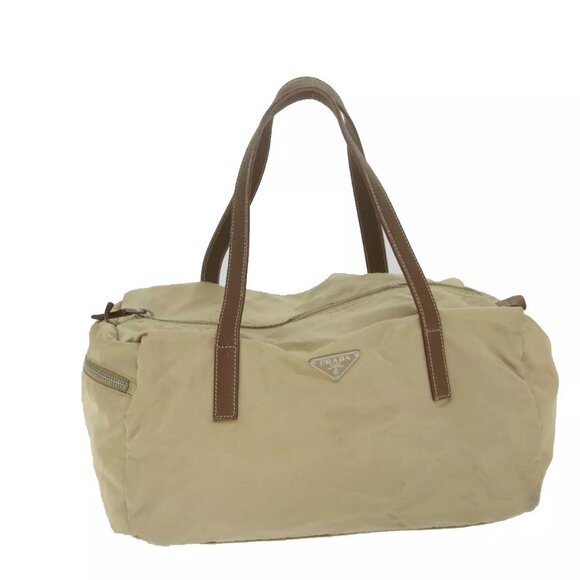 PRADA Hand Bag Nylon Beige Auth - Picture 1 of 15